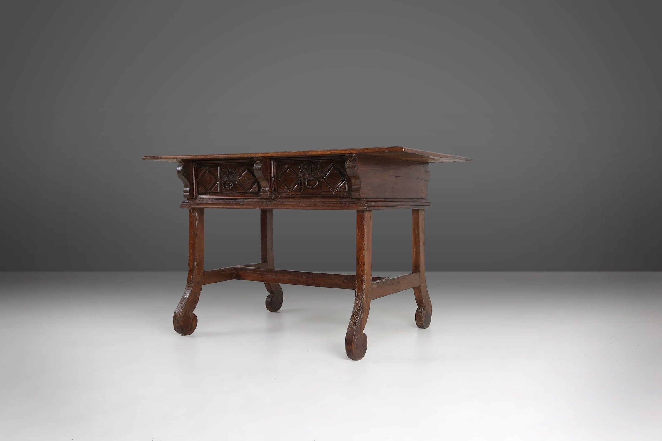 Antique carved Oak Spanish Console Table with Drawers, 18th Centurythumbnail